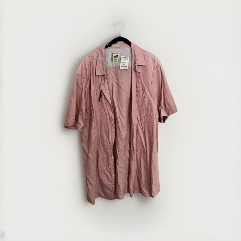 Colours & Alexander Julian Men's XXL Pink Solid Point Collar SS Button-Up Cotton